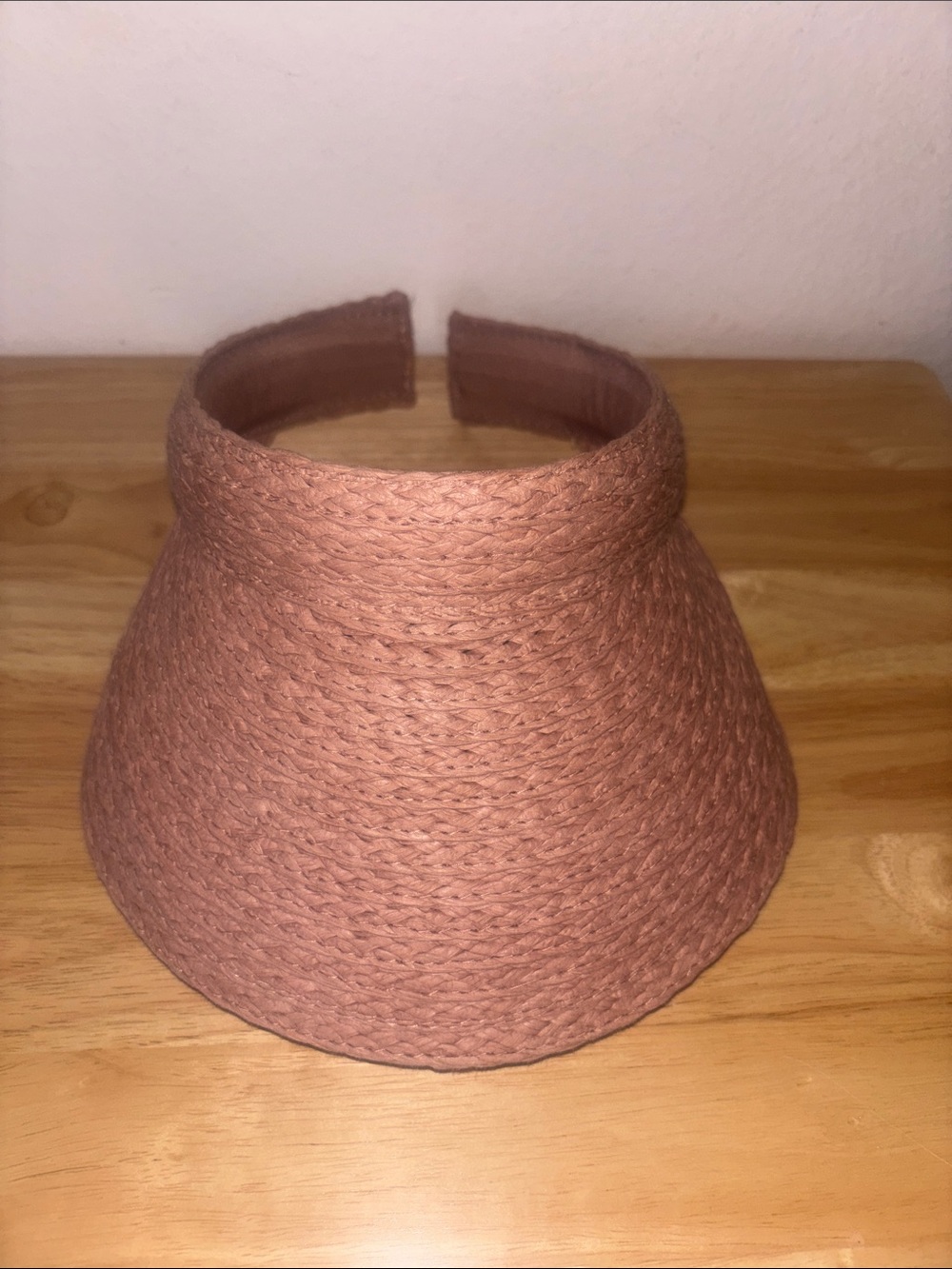 Woman’s Woven Straw Visor, Pink Sun Hat